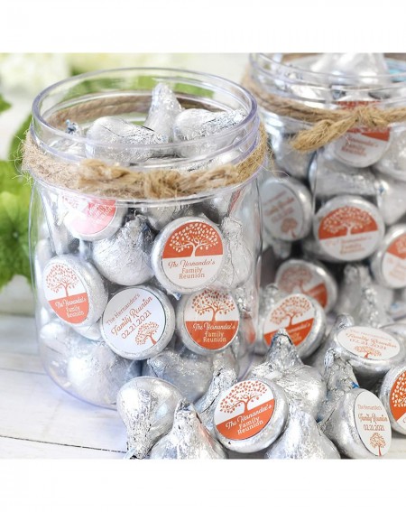 Favors Personalized Family Reunion Party Favor Stickers - 180 Labels (Orange) - Orange - C619D7002XQ $10.55