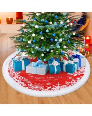 Tree Skirts Christmas Tree Skirt Faux Fur 48 inches Snowy Tree Skirt for Christmas Decorations (Red/White) - Red/White - CA18...