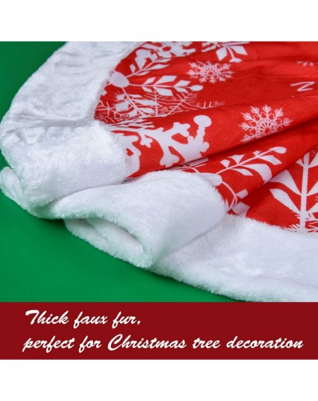 Tree Skirts Christmas Tree Skirt Faux Fur 48 inches Snowy Tree Skirt for Christmas Decorations (Red/White) - Red/White - CA18...