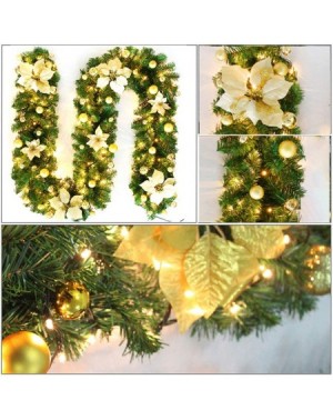 Garlands Christmas Garland- 8.8ft LED Pre-lit Christmas Garland- Christmas Rattan Artificial Flower Vine with Mixed Decoratio...