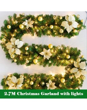 Garlands Christmas Garland- 8.8ft LED Pre-lit Christmas Garland- Christmas Rattan Artificial Flower Vine with Mixed Decoratio...