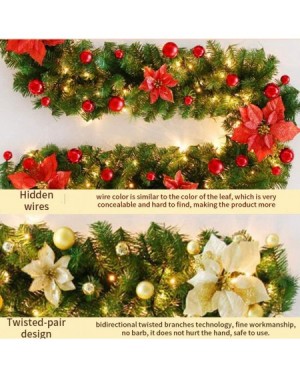 Garlands Christmas Garland- 8.8ft LED Pre-lit Christmas Garland- Christmas Rattan Artificial Flower Vine with Mixed Decoratio...