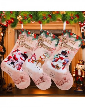 Stockings & Holders Christmas Stockings- 12" Set of 3 Santa/Snowman/Reindeer Classic Christmas Characters for Christmas Ornam...