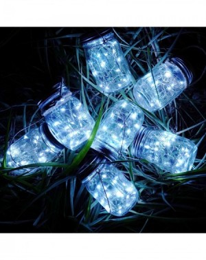 Outdoor String Lights Solar Mason Jar String Light Lids- 12 Pack 30 LED Jar Fairy Firefly Inserts Lighting with 12 Hangers fo...