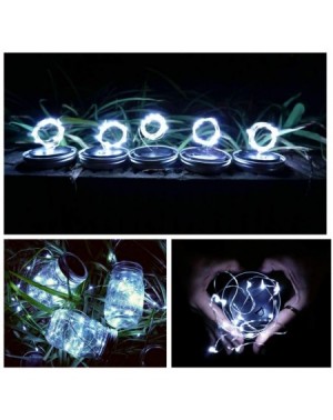 Outdoor String Lights Solar Mason Jar String Light Lids- 12 Pack 30 LED Jar Fairy Firefly Inserts Lighting with 12 Hangers fo...