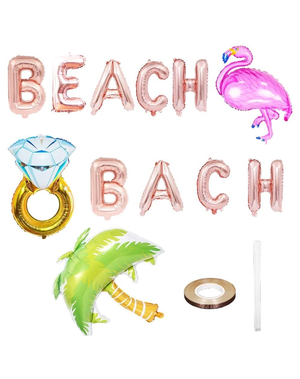 Balloons Beach Bach Balloons- Beach Bachelorette Party Supplies Decorations - Hawaii Luau Flamingo Ring Palm Tree- Tropical S...