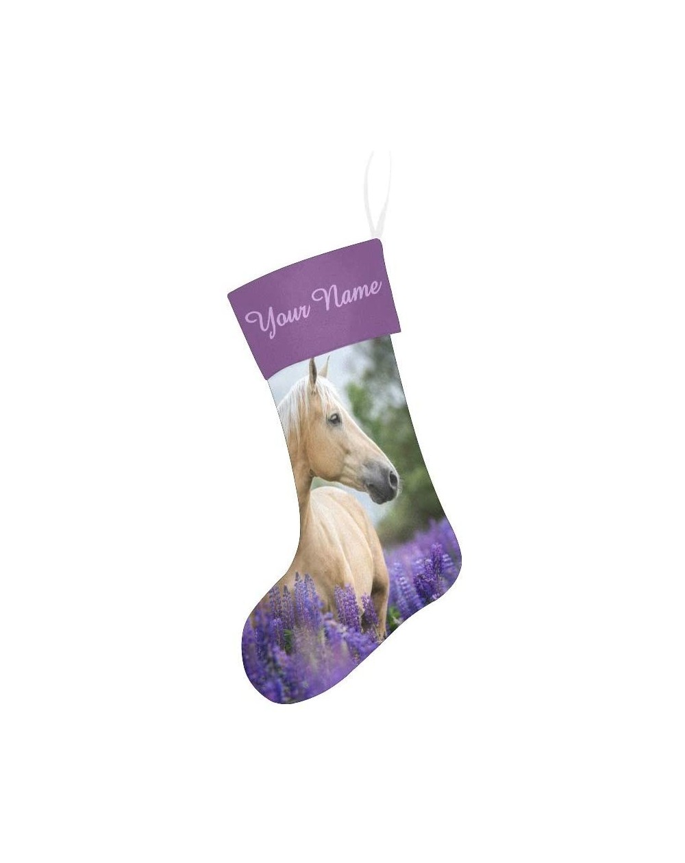 Stockings & Holders Christmas Stocking Custom Personalized Name Text Beautiful Horse Lavender for Family Xmas Party Decoratio...