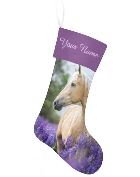 Stockings & Holders Christmas Stocking Custom Personalized Name Text Beautiful Horse Lavender for Family Xmas Party Decoratio...