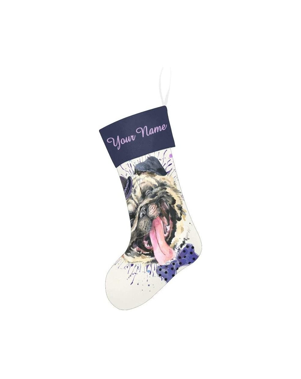 Stockings & Holders Christmas Stocking Custom Personalized Name Text Watercolor Cute Dog for Family Xmas Party Decoration Gif...