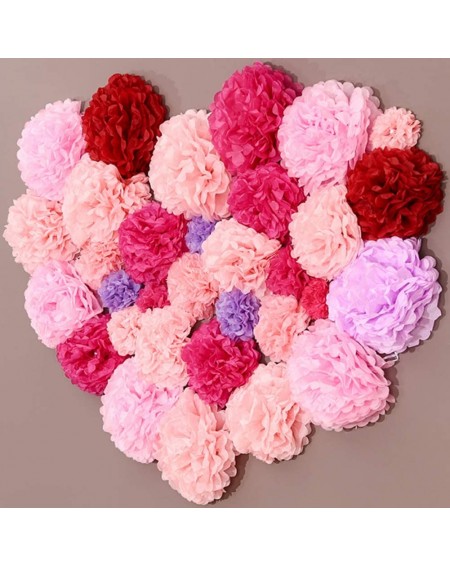 Tissue Pom Poms 18pcs MixTissue Hanging Paper Pom-poms- Flower Ball Wedding Party Outdoor Decoration Premium Tissue Paper Pom...