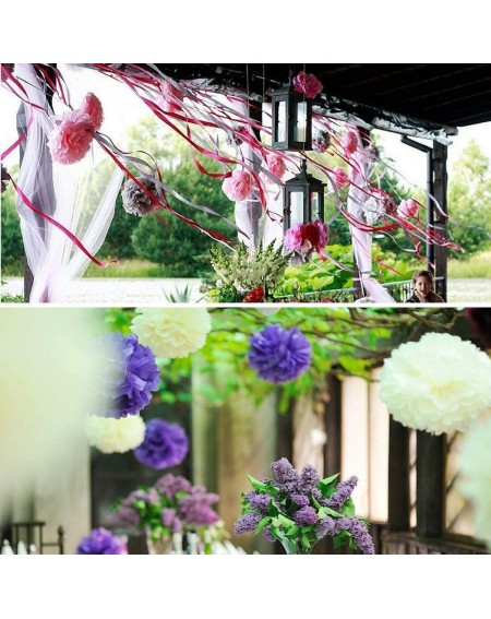 Tissue Pom Poms 18pcs MixTissue Hanging Paper Pom-poms- Flower Ball Wedding Party Outdoor Decoration Premium Tissue Paper Pom...