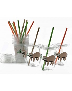 Party Tableware Sloth Party Plastic Disposable Cups Tropical Jungle Safari Birthday (12 Set) - CI1956RIAHE $16.32