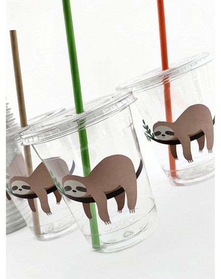 Party Tableware Sloth Party Plastic Disposable Cups Tropical Jungle Safari Birthday (12 Set) - CI1956RIAHE $16.32