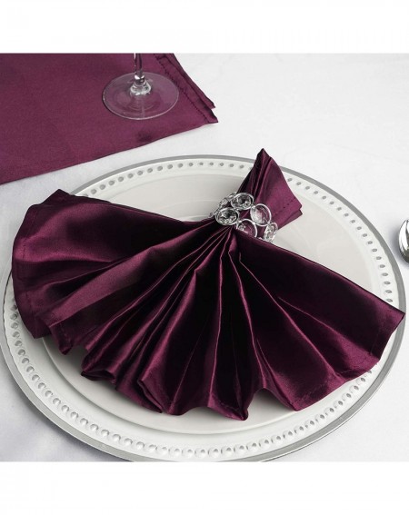 Tableware 10 pcs 20-Inch Eggplant Purple Satin Dinner Napkins - for Wedding Party Reception Events Restaurant Kitchen Home - ...