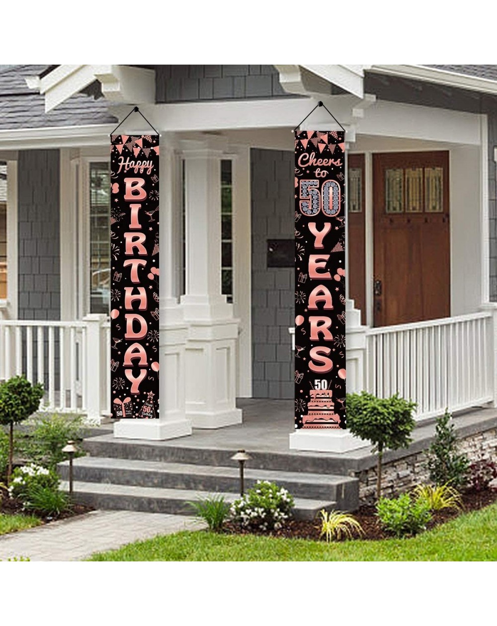 50th Birthday Banner Decorations for Women- Rose Gold Cheers to 50 ...