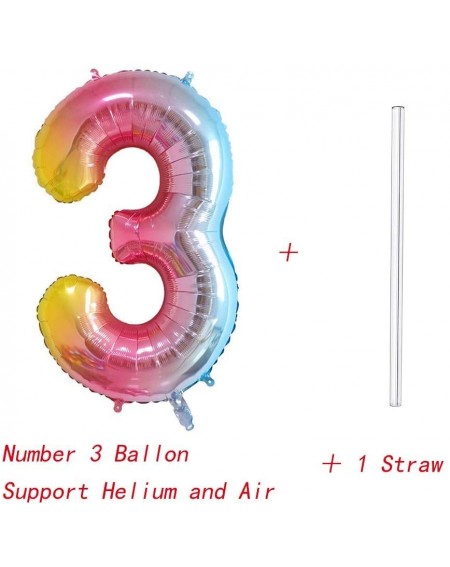 Balloons Number 3 Balloon- Rainbow- 40 Inch - Number 3 - C318TS4GH63 $10.12