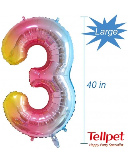 Balloons Number 3 Balloon- Rainbow- 40 Inch - Number 3 - C318TS4GH63 $10.12