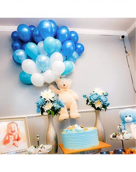 Balloons 12 inch Blue White Party Balloons Kit- 60PCS Latex Balloons with 4 roll Ribbons for Arch Garland Party Decoration- B...