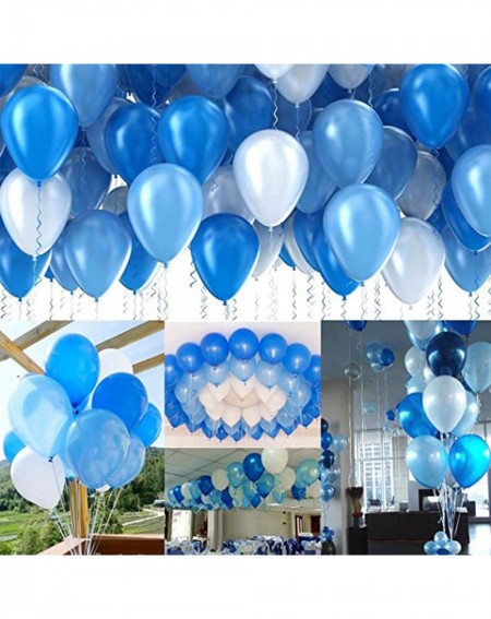 Balloons 12 inch Blue White Party Balloons Kit- 60PCS Latex Balloons with 4 roll Ribbons for Arch Garland Party Decoration- B...