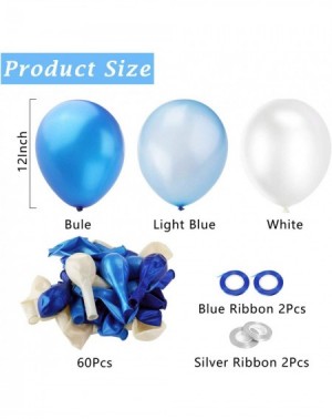 Balloons 12 inch Blue White Party Balloons Kit- 60PCS Latex Balloons with 4 roll Ribbons for Arch Garland Party Decoration- B...