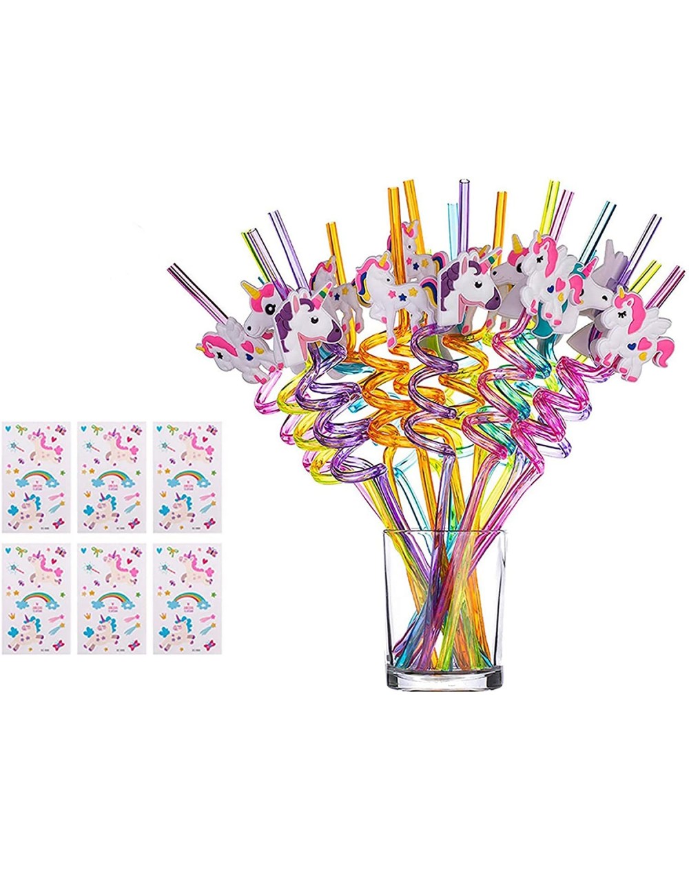 Favors Reusable Unicorn Straws for Daughters Birthday Themed Decorations- Party Favors Goody Bags -20 Pack + 6 Free Unicorn T...