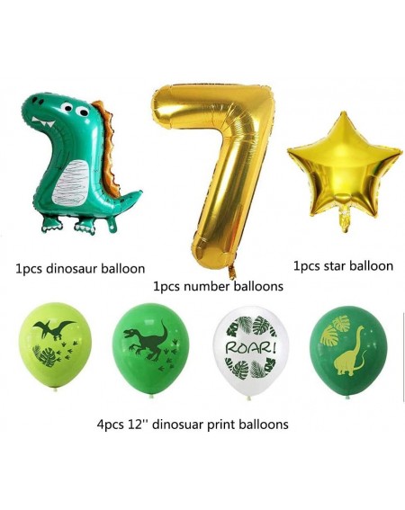 Balloons Dinosaur Balloons 7th Birthday Party Supplies Gold Number Star Foil Balloons Set Decorations for Birthday Party(Gold...