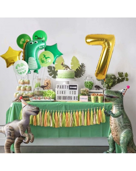 Balloons Dinosaur Balloons 7th Birthday Party Supplies Gold Number Star Foil Balloons Set Decorations for Birthday Party(Gold...