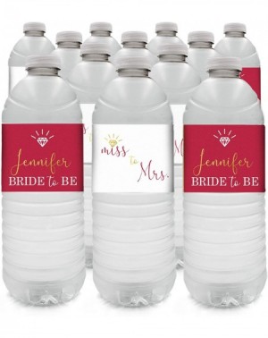 Favors Personalized Bridal Shower Water Bottle Labels - 12 Stickers (Red) - Red - CP19DKOH9CH $12.28