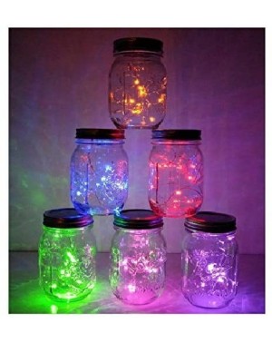 Indoor String Lights 6 Pack Mason Jar Lights- 20 LED Solar Multi-Colored Fairy String Lights Lids Insert for Garden Deck Pati...