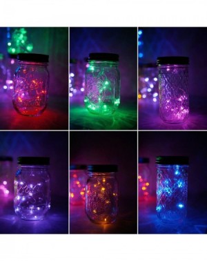 Indoor String Lights 6 Pack Mason Jar Lights- 20 LED Solar Multi-Colored Fairy String Lights Lids Insert for Garden Deck Pati...