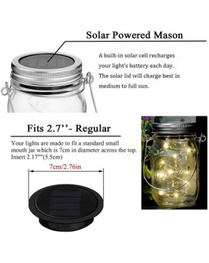 Indoor String Lights 6 Pack Mason Jar Lights- 20 LED Solar Multi-Colored Fairy String Lights Lids Insert for Garden Deck Pati...