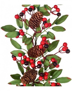 Garlands Red Berry Garland Christmas Decoration - 5.9ft Artificial Red Berry Garland with Pine Cone and Green Leaves for Holi...