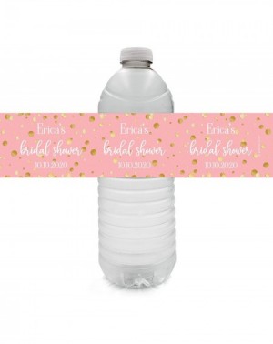 Favors Personalized Pink and Gold Bridal Shower Water Bottle Labels - 12 Stickers - CH199NN42K5 $11.50