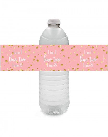 Favors Personalized Pink and Gold Bridal Shower Water Bottle Labels - 12 Stickers - CH199NN42K5 $11.50