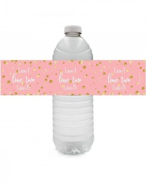 Favors Personalized Pink and Gold Bridal Shower Water Bottle Labels - 12 Stickers - CH199NN42K5 $11.50