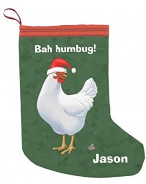 Stockings & Holders Personalized 10.4" x 16.8" Christmas Stocking- Xmas Stocking- Funny Bah Humbug Chicken in Santa Hat Poops...