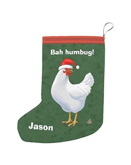 Stockings & Holders Personalized 10.4" x 16.8" Christmas Stocking- Xmas Stocking- Funny Bah Humbug Chicken in Santa Hat Poops...