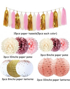 Tissue Pom Poms Girl Baby Shower Decorations- It is a Girl Banner-Mommy to Be Sash- Daddy to Be Pin- Pink and Gold Lanterns-P...