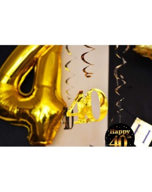 Party Packs 40th Birthday Gold Party Pack - Happy Birthday Bunting Banner- Gold 40" Balloons- Champagne Balloon- Swirls and M...