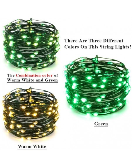 Outdoor String Lights Dual-Color LED String Lights- Green Copper Wire Plug in 33 FT 100 LEDs Dimmable Fairy Lights with UL Ad...