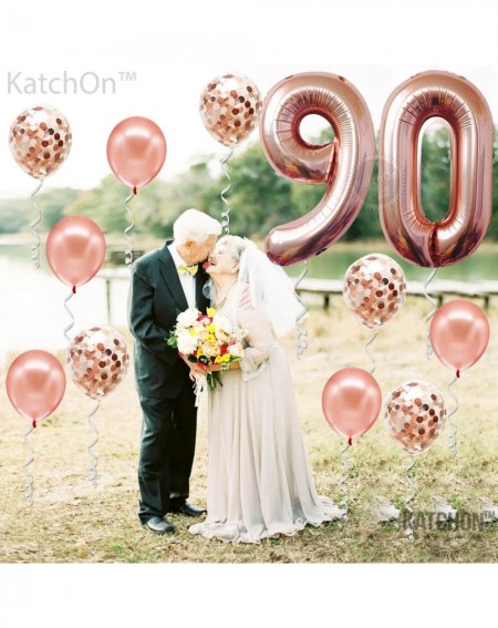 Balloons Rose Gold 90 Number Balloons - Large- 9 and 0 Mylar Rose Gold Balloons- 40 Inch - Extra Pack of 10 Latex Baloons- 12...