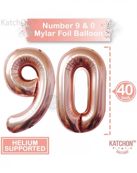 Balloons Rose Gold 90 Number Balloons - Large- 9 and 0 Mylar Rose Gold Balloons- 40 Inch - Extra Pack of 10 Latex Baloons- 12...