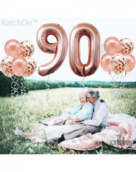 Balloons Rose Gold 90 Number Balloons - Large- 9 and 0 Mylar Rose Gold Balloons- 40 Inch - Extra Pack of 10 Latex Baloons- 12...