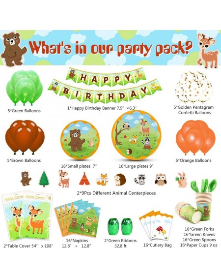 Party Packs Woodland Creatures Birthday Party Supplies - Forest Animal Friends Theme Party Decorations Banner Balloons Table ...