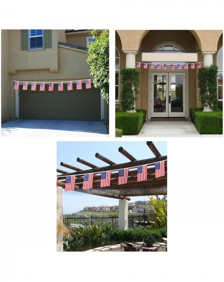 Party Favors 14 Pcs Patriotic Party Supplies of 12 Wooden Stick Handheld American Flag- and 2 Flag Garland for 4th of July Ce...