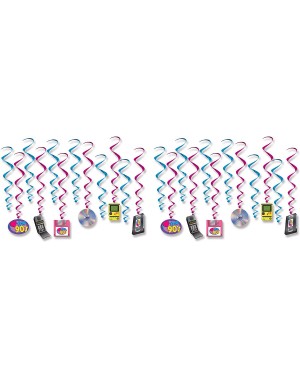 Streamers 53489 I Love The 90's Whirls- 24 Piece- 15"-28"- Multicolored - C718QETZMHT $10.10