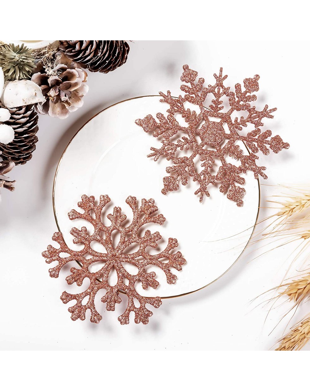 Glitter Snowflake Ornaments Plastic Christmas Tree Decorations 4.7