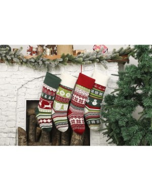 Stockings & Holders 4 Pack Knit Christmas Stockings- 22 Inchs Extra Long Snowflake Reindeer Snowman Knit Knitted Xmas Rustic ...