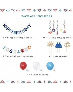 Party Packs Nautical Birthday Party Decorations for Boys Girls Adults Anchor Sailboat Theme Party Supplies With Sailing Swirl...