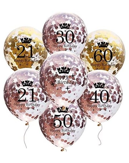 Balloons 10pcs Gold Confetti Balloons 12 inches Happy Birthday Sign Party Balloons with Golden Rose Paper Confetti for 60th A...